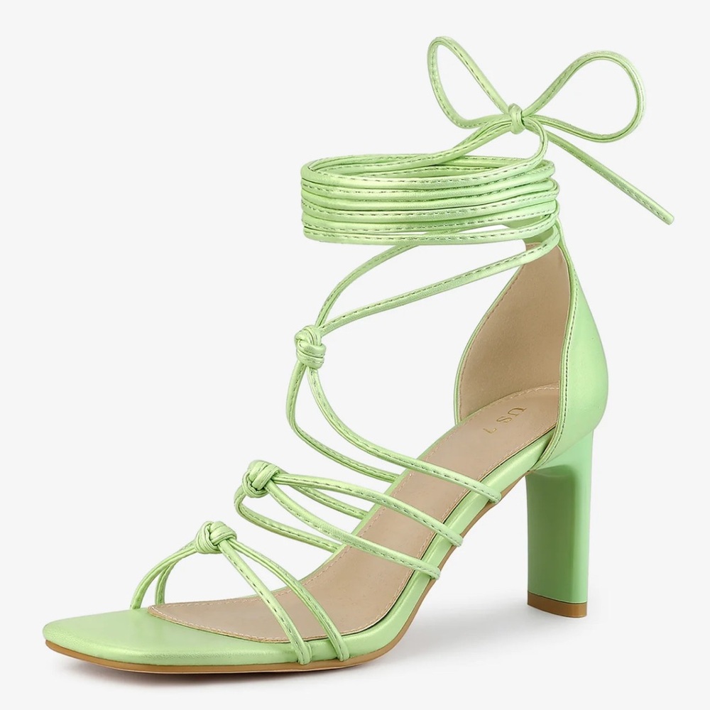 Allegra K Light Green Strappy Heels